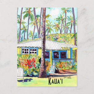 Carte Postale Kauai Cottage de plantation jaune Aloha