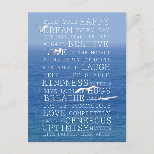 Carte Postale Kauai Hawaii Ocean Birds Citations inspirantes (Devant)