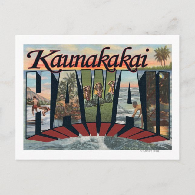 Carte Postale Kaunakakai, Hawaii - Scènes de grandes lettres (Devant)