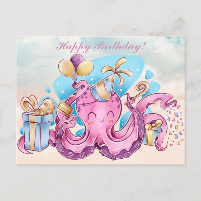 Carte postale Kawaii Bonne Anniversaire (Devant)