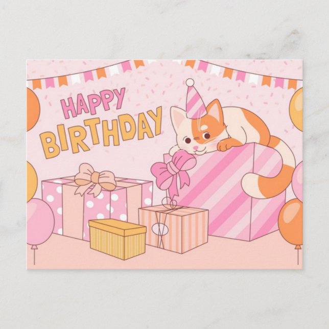 Carte postale Kawaii Bonne Anniversaire (Devant)