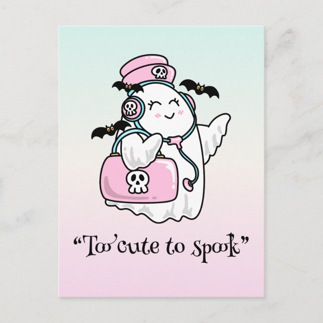 Carte Postale Kawaii boo, joli halloween éffrayant (Devant)