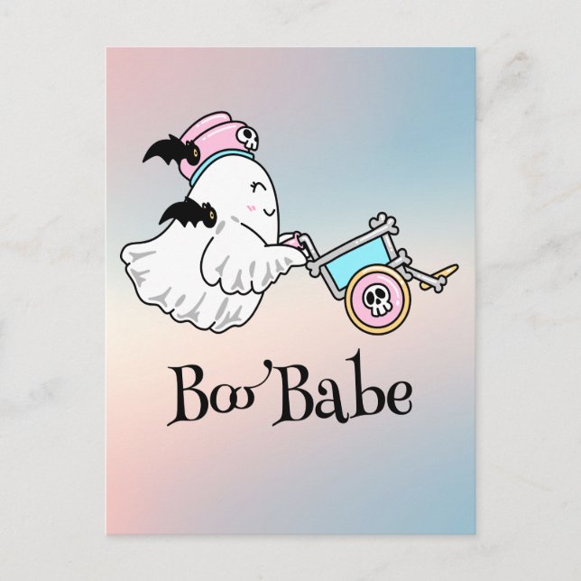 Carte Postale Kawaii boo, joli halloween éffrayant (Devant)