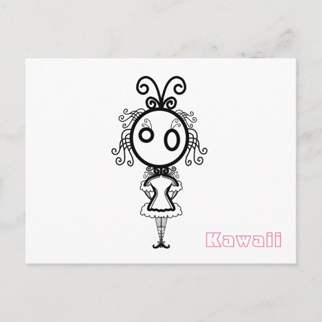 Carte Postale Kawaii fille de dessin animé (Devant)