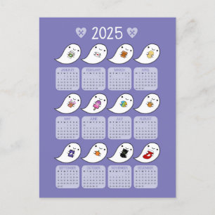 Carte Postale Kawaii Ghost Favorites 2025 Calendrier