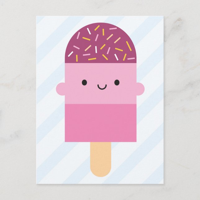 Carte Postale Kawaii Ice Lolly / Popsicle (Devant)
