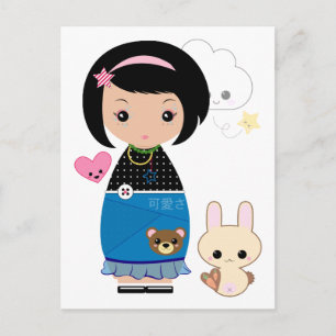 Carte postale Kawaii Kokeshi