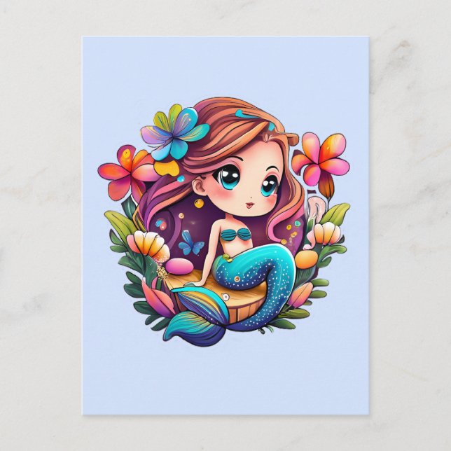 Carte Postale Kawaii Mermaid (Devant)