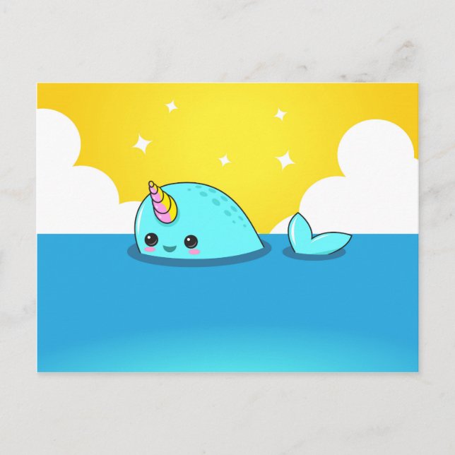 Carte Postale Kawaii Narwhal (Devant)