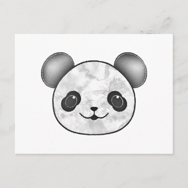 Carte Postale Kawaii Panda Dessin En Noir Et Blanc (Devant)