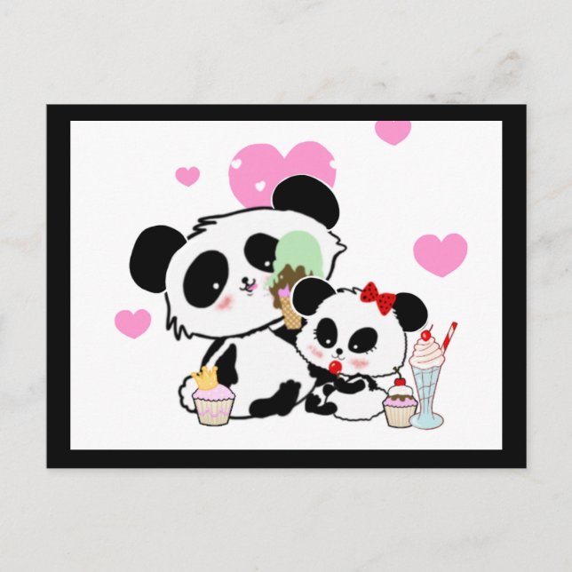 Carte Postale Kawaii Panda Ours Mignonne Drôle Noms Cadeaux (Devant)