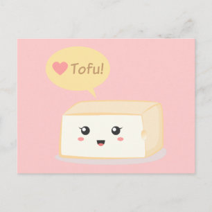 Carte Postale Kawaii tofu demande aux gens d'aimer le tofu