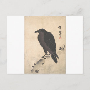 Carte Postale Kawanabe Kyosai Crow repose sur l'art du tronc de 