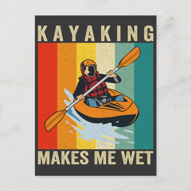 Carte Postale Kayaking me rend humide et drôle Canoë-kayak Vinta (Devant)