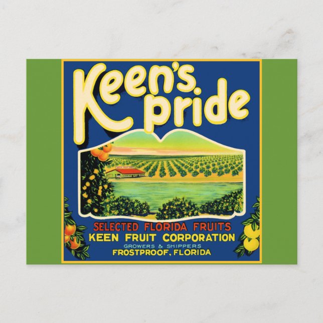 Carte Postale Keen's Pride Frostproof Florida Étiquette (Devant)