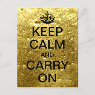 Carte Postale KEEP CALM et CARRY ON personnalisés - pierre d'or