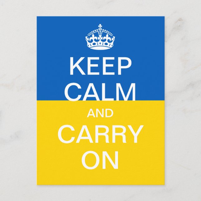 Carte Postale KEEP CALM personnalisé et CARRY ON - drapeau ukrai (Devant)