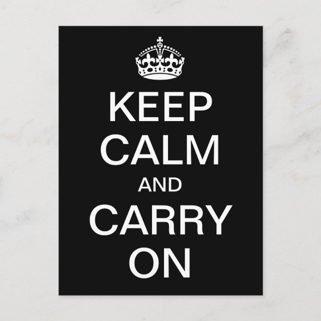 Carte Postale KEEP CALM personnalisé et CARRY ON - mots blancs (Devant)
