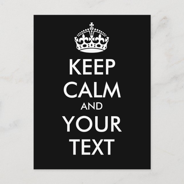 Carte Postale KEEP CALM personnalisé et VOTRE TEXTE - mots blanc (Devant)