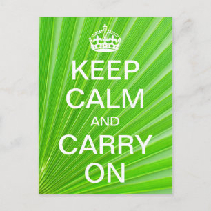 Carte Postale KEEP CALME et CARRY ON personnalisés - palme vert