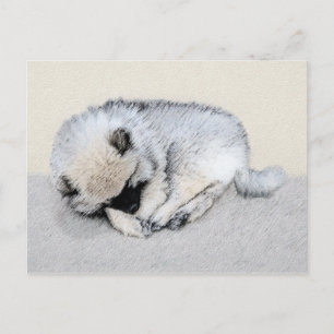 Carte Postale Keeshond Sleeping Puppy Peinture Chien Art origina