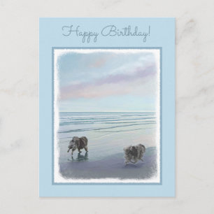 Carte Postale Keeshonds at the Seashore Peinture Dog Art