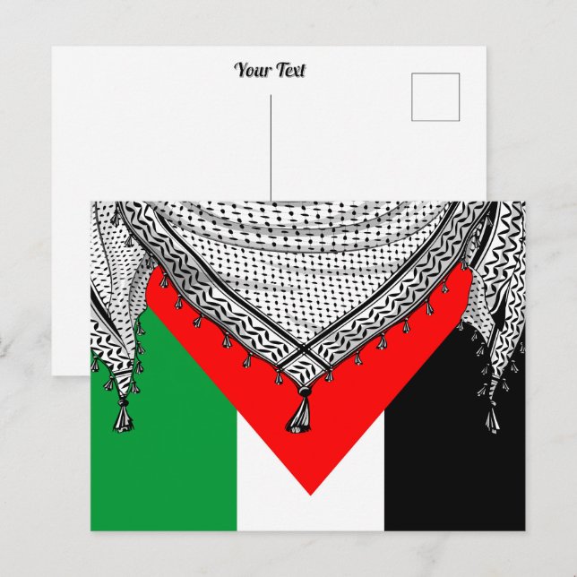 Carte Postale Keffiyeh Écharpe palestinienne tissu traditionnel (Devant / Derrière)