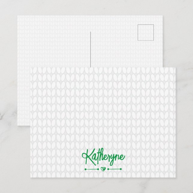 Carte Postale Kelly Green personnalisé Knit Stitch (Devant / Derrière)