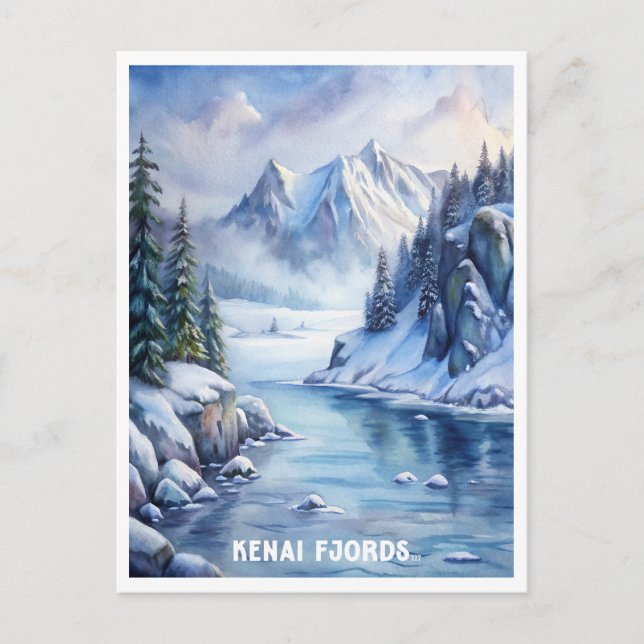Carte Postale Kenai Fjords National Park Aquarelle Peinture (Devant)