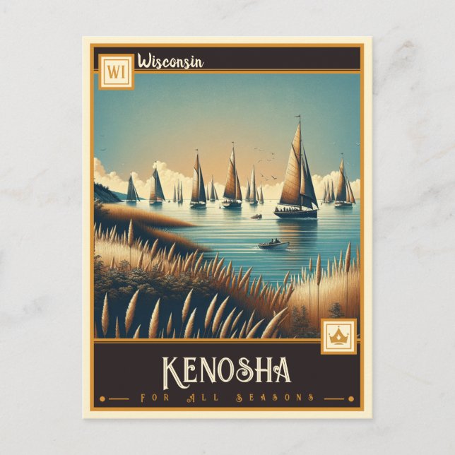 Carte Postale Kenosha, Wisconsin | VINTAGE (Devant)