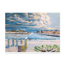 Kenosha Wisconsin Winter Harbour Peinture à l'huil