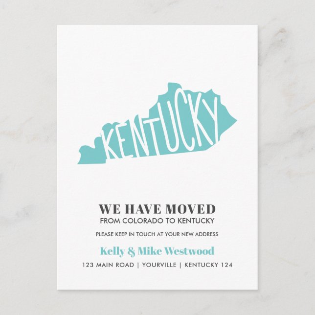 Carte Postale KENTUCKY Nous avons déplacé Nouvelle adresse Nouve (Devant)