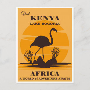 Carte Postale Kenya Afrique vintage Lac Bogoria Flamant rose