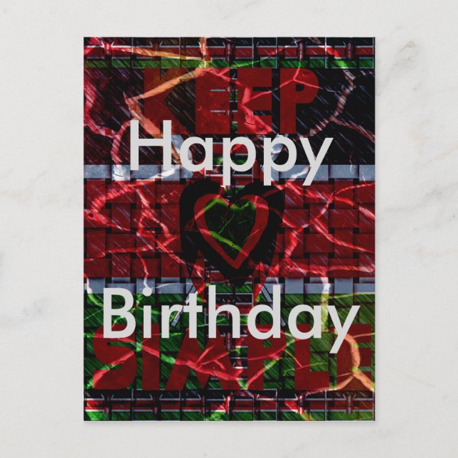 Carte Postale Kenya Joyeux anniversaire Rasta couleurs Texte (Devant)