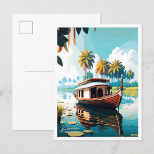 Carte Postale Kerala Inde Voyage illustration Vintage