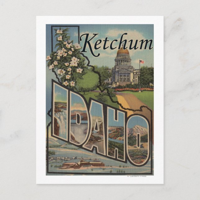 Carte Postale Ketchum, Idaho - Scènes de grandes lettres (Devant)