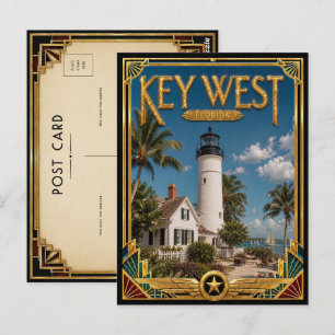 Carte Postale Key West Floride Art Déco Vintage de l'Âge d'Or