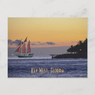 Carte Postale Key West Floride Voilier Après le Coucher du Solei