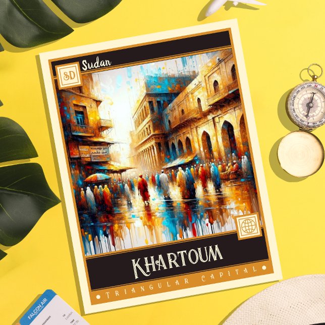 Carte Postale Khartoum, Soudan | Peinture Vintage (Créateur téléchargé)