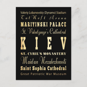 Carte Postale Kiev Ville d'Ukraine Typographie Art