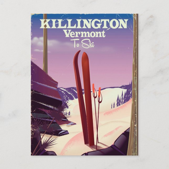 Carte Postale Killington, Vermont Ski imprimé voyage. (Devant)