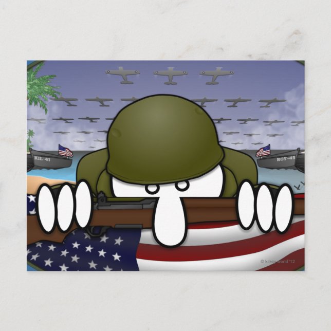 Carte postale Kilroy de la Seconde Guerre mondiale (Devant)