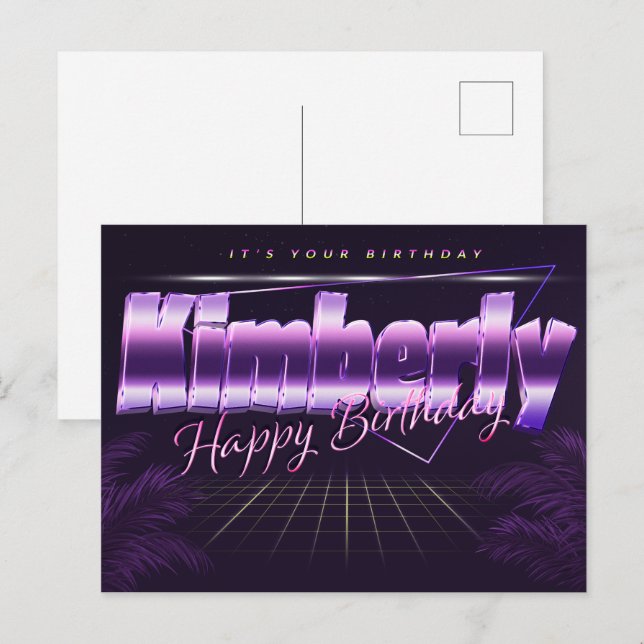 Carte Postale Kimberly Name Prénom lila Date de naissance de la  (Devant / Derrière)