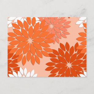 Carte Postale Kimono floral moderne Impression, Coral Orange sur