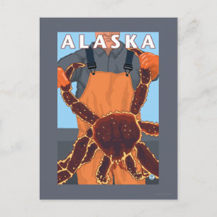 Carte Postale King Crab and Fisherman Vintage Travel Poster