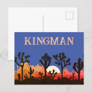 Carte Postale Kingman Arizona Cactus Moonrise Sud-Ouest Sunset