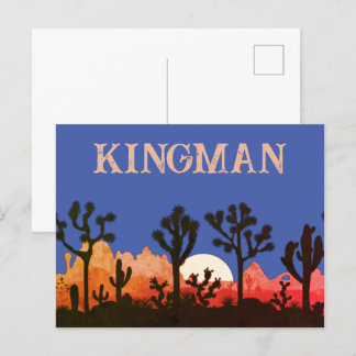 Carte Postale Kingman Arizona Cactus Moonrise Sud-Ouest Sunset