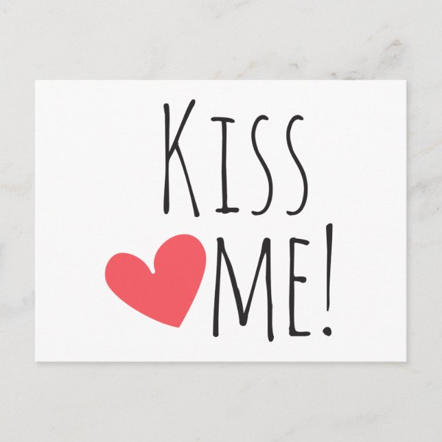 Carte Postale Kiss Me Love Red Heart Penser À Vous, Bonjour (Devant)