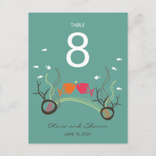 Carte Postale Kissing Fishes & Corals Beach Wedding Numéro de ta