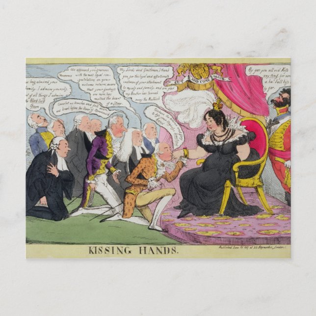 Carte Postale Kissing Hands, publié en 1827 (litho couleur) (Devant)